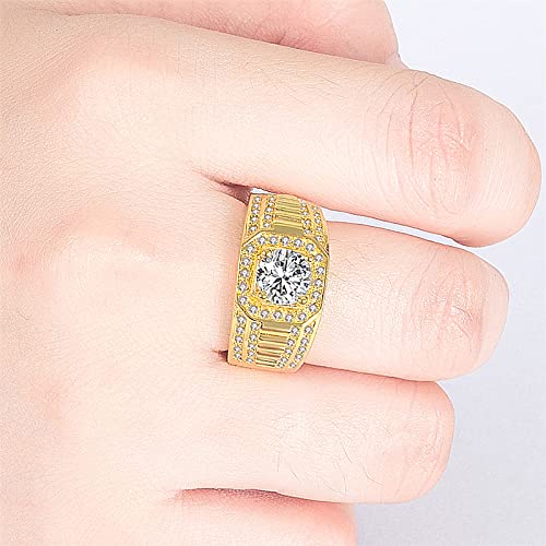 アクセサリー GDC Diamond Memory Ring (Zirconia / Gold Amazon.com: 18K Gold Plated Shiny Full Diamond Ring Round